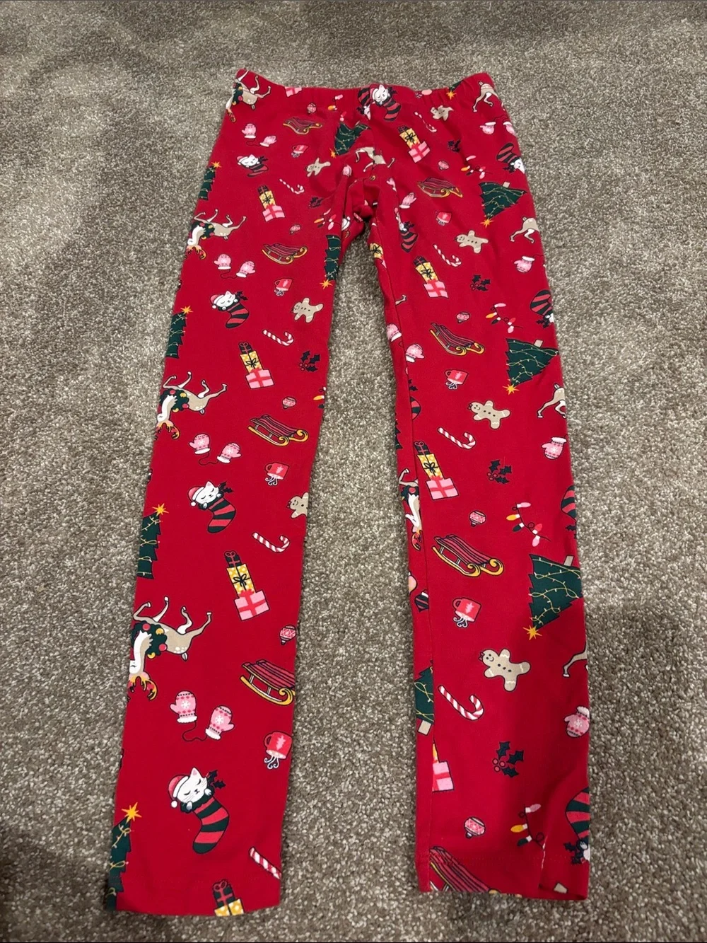Girls' Red Holiday Print Pants